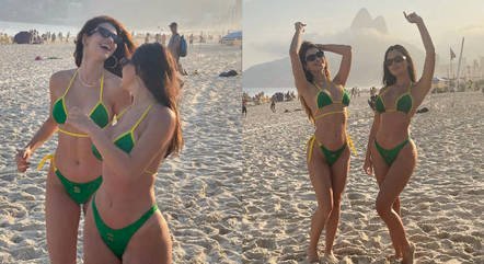 Izabela Cunha, ex-noiva de Luan Santana, combina biquíni com amiga