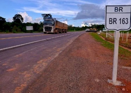 Motorista morre após caminhão atingir anta na BR-163 em Bandeirantes