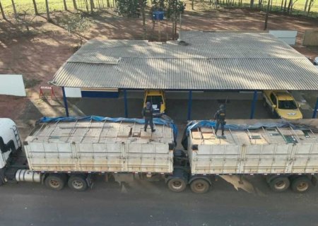 Carreta com 40 mil pacotes de cigarros contrabandeados é apreendida em Ponta Porã